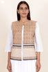 Cotton Sleeveless Jacket  In Floral Block Print